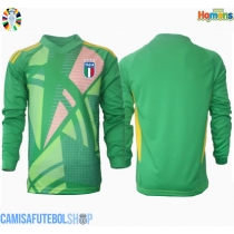 Camisa de time de futebol Itália Goleiro Replicas 2º Equipamento Europeu 2024 Manga Comprida